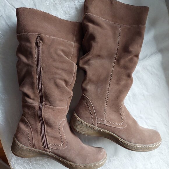 Naturalizer Women’s Boots Suede Leather  Wedge Zip Brown Size 8 - Picture 7 of 10